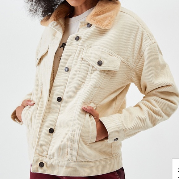 Pacsun Oversized Cream Corduroy Sherpa 